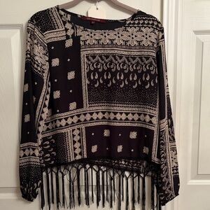 Boho cropped fringed blouse